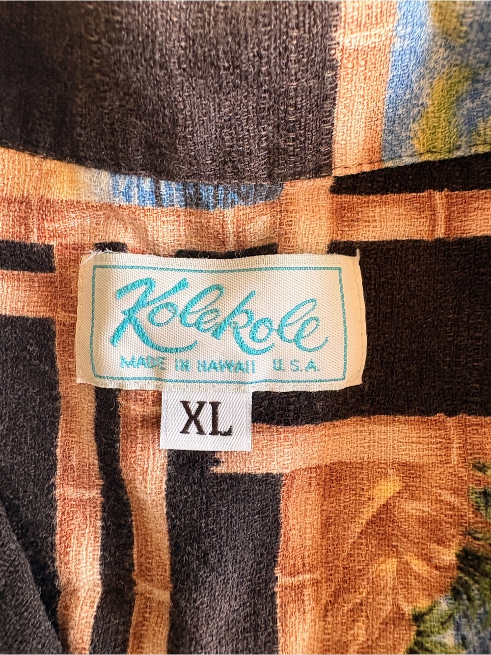 Vintage Kolekole Hawaiian Aloha Shirt XL Barkcloth Hula Girl Made in Hawaii - Picture 5 of 6